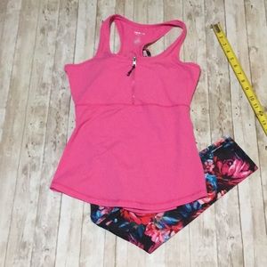 New crew bee racerback zip pink yoga top pink SM